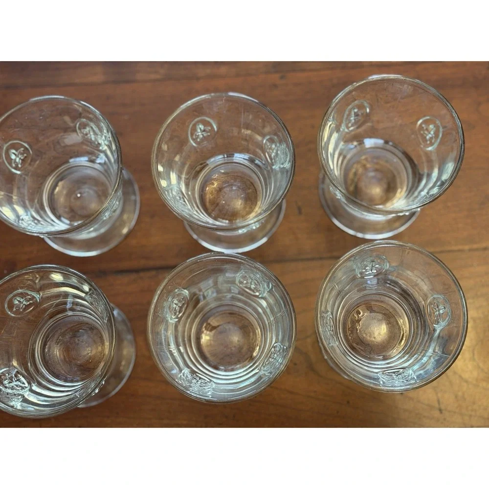 Set of 6 La Rochere France Fleur de Lys Clear Tumbler Glasses 8.5 oz